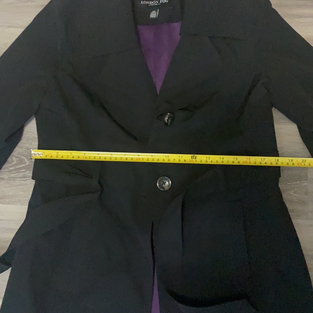 NWT Women’s Black Double Collar Belted Coat Jacket London Fog size Small Petite - Picture 10 of 11